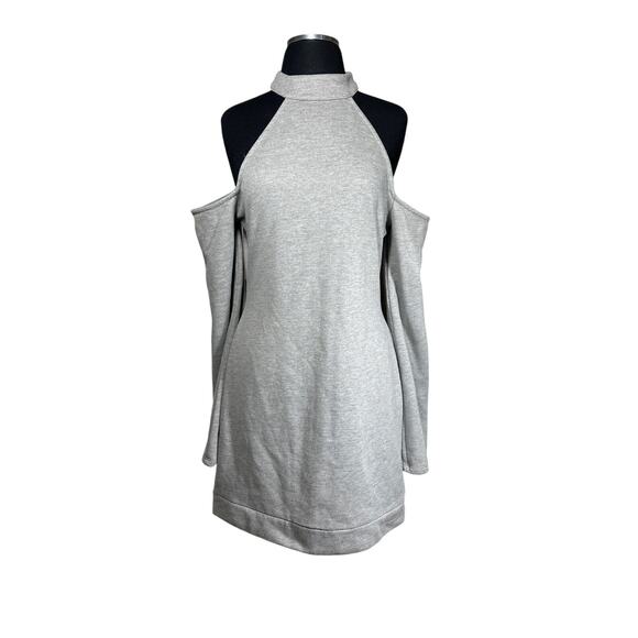 Michael Costello x Revolve Cold Shoulder Mini Dress Gray Designer Sweatshirt M - Picture 7 of 13